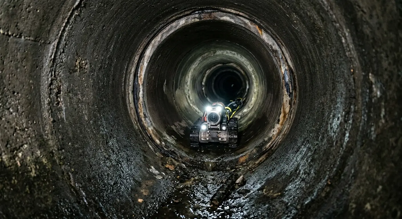 Robotic sewer camera inspecting pipe interior for Sewer Line Cleaning in Glenarden